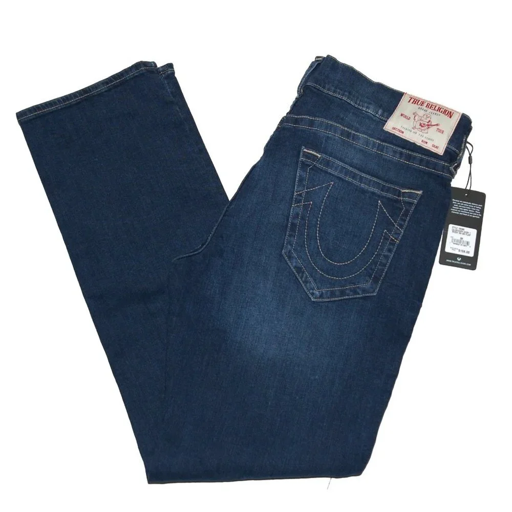 NWT True Religion Men's Dark Wash Ricky SN No Flap Jeans 38